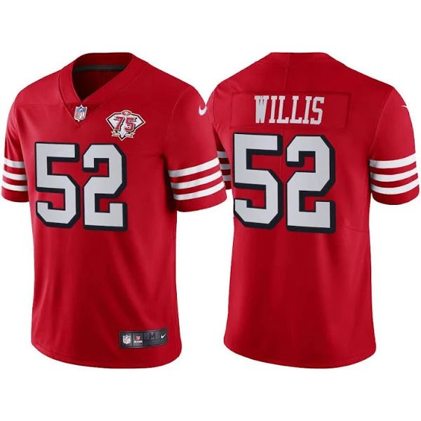 Men San Francisco 49ers 52 Patrick Willis Red 75th Anniversary Throwback Limited NFL Jersey